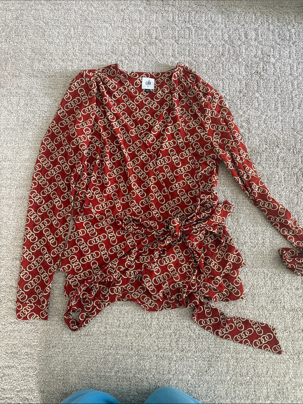 CAbi Rust Red Chain-Link Wrap Top
